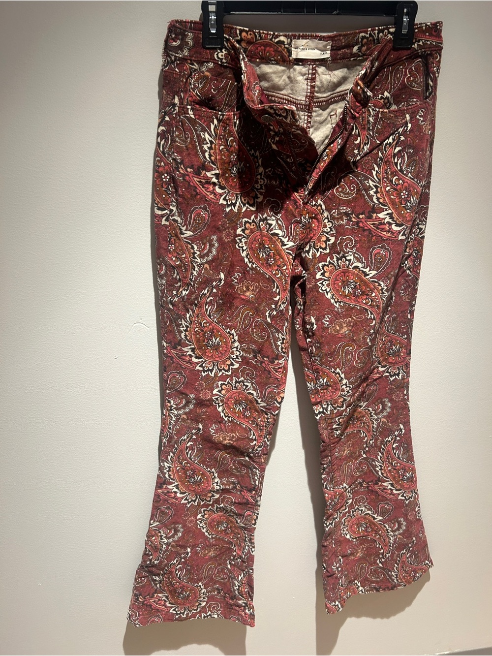 Paisley Print Red Corduroy Pants